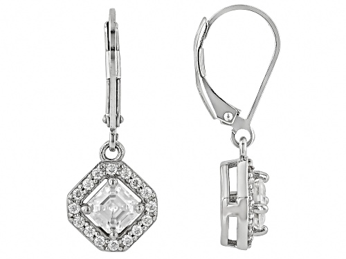 MOISSANITE FIRE® 1.52CTW DEW ASSCHER CUT & ROUND PLATINEVE® HALO EARRINGS