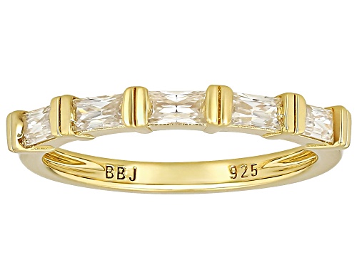 MOISSANITE FIRE® .50CTW DEW BAGUETTE 14K YELLOW GOLD OVER SILVER BAND RING - Size 6