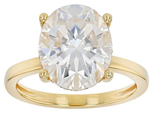 MOISSANITE FIRE® 6.08CTW DEW OVAL AND ROUND 14K YELLOW GOLD OVER SILVER RING - Size 9