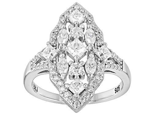 MOISSANITE FIRE® 1.42CTW DEW PRINCESS CUT, MARQUISE & ROUND BRILLIANT PLATINEVE® RING - Size 6