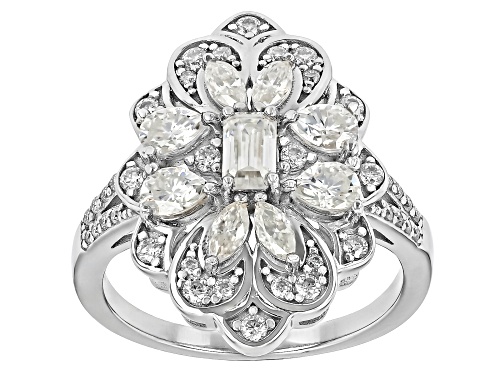 MOISSANITE FIRE® 1.75CTW DEW EMERALD CUT, MARQUISE, PEAR & ROUND BRILLIANT PLATINEVE® RING - Size 9