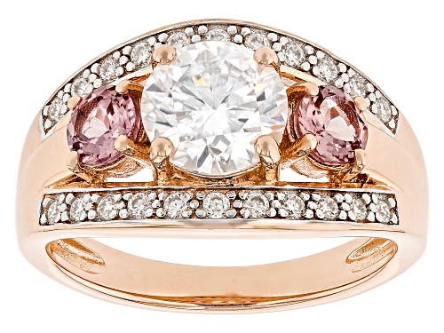 MOISSANITE FIRE® 1.42CTW DEW AND COLOR SHIFT GARNET 14K ROSE GOLD OVER SILVER RING - Size 9