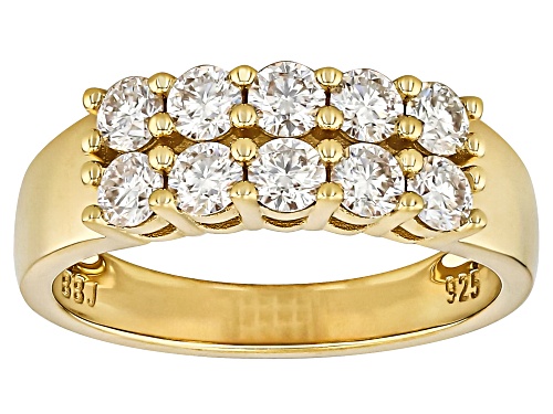 MOISSANITE FIRE® 1.00CTW DEW ROUND BRILLIANT 14K YELLOW GOLD OVER SILVER RING - Size 8