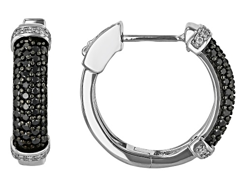 MOISSANITE FIRE® AND BLACK MOISSANITE 1.04CTW DEW ROUND BRILLIANT PLATINEVE® HOOP EARRINGS