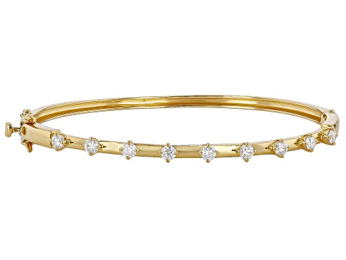 MOISSANITE FIRE® 1.17CTW DEW ROUND BRILLIANT 14K YELLOW GOLD OVER SILVER BANGLE BRACELET - Size 7.5
