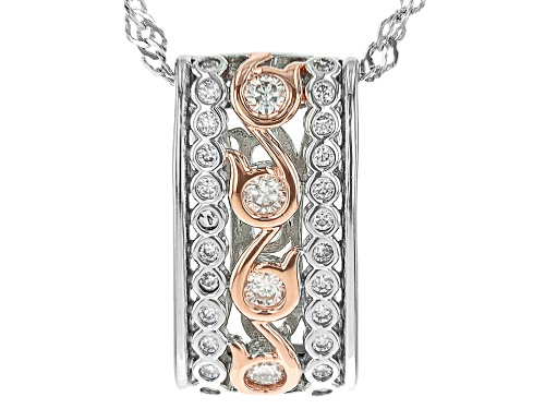 MOISSANITE FIRE® .40CTW DEW ROUND PLATINEVE® TWO TONE PENDANT AND CHAIN