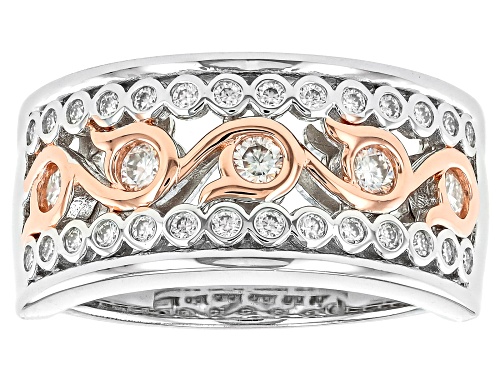 MOISSANITE FIRE® .48CTW DEW ROUND PLATINEVE® TWO TONE RING - Size 7