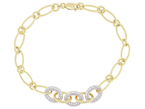MOISSANITE FIRE® 1.08CTW DEW ROUND BRILLIANT 14K YELLOW OVER SILVER BRACELET - Size 8