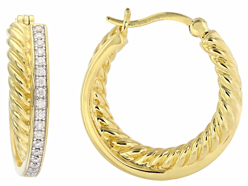 MOISSANITE FIRE® 0.36CTW DEW ROUND BRILLIANT 14K YELLOW OVER SILVER HOOP EARRINGS