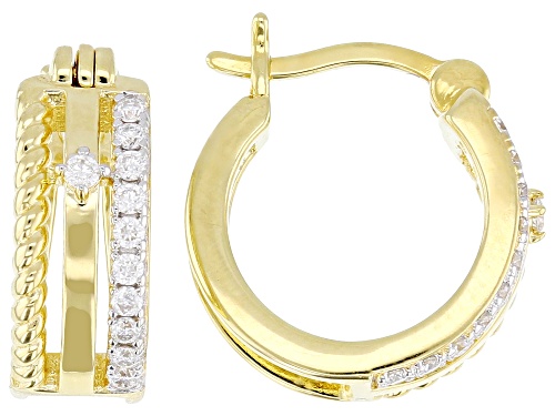 MOISSANITE FIRE® 0.24CTW DEW ROUND BRILLIANT 14K YELLOW OVER SILVER HOOP EARRINGS