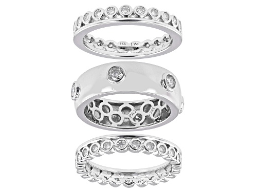 MOISSANITE FIRE® 1.52CTW DEW ROUND BRILLIANT PLATINEVE® SET OF 3 BAND RINGS - Size 7