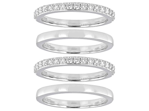 MOISSANITE FIRE® 0.76CTW DEW ROUND BRILLIANT PLATINEVE® SET OF 4 BAND RINGS - Size 6