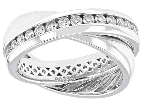 MOISSANITE FIRE® 0.99CTW DEW ROUND BRILLIANT PLATINEVE® CROSSOVER RING - Size 7