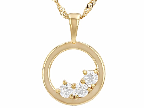 MOISSANITE FIRE® 0.48CTW DEW ROUND BRILLIANT 14K YELLOW GOLD OVER SILVER PENDANT AND CHAIN