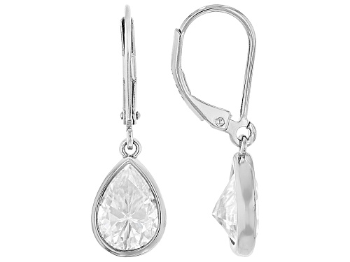 MOISSANITE FIRE® 4.20CTW DEW PEAR SHAPE  PLATINEVE® EARRINGS