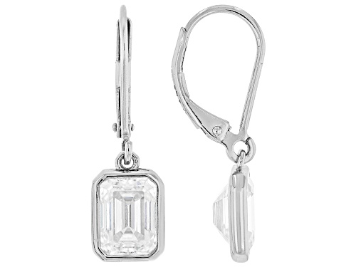 MOISSANITE FIRE® 3.50CTW DEW EMERALD CUT PLATINEVE® EARRINGS