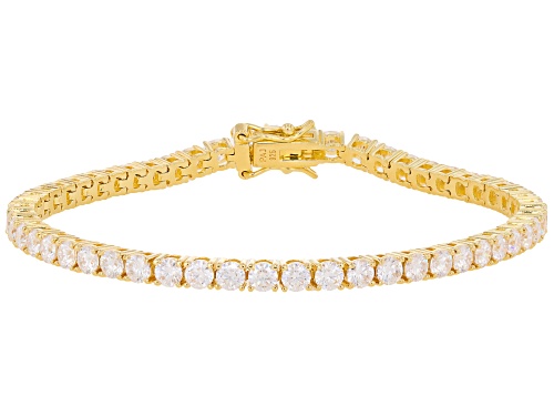 MOISSANITE FIRE® 6.89CTW DEW ROUND BRILLIANT 14K YELLOW GOLD OVER SILVER TENNIS BRACELET - Size 8