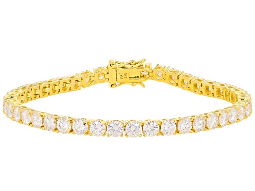 MOISSANITE FIRE® 9.89CTW DEW ROUND BRILLIANT 14K YELLOW GOLD OVER SILVER TENNIS BRACELET - Size 8