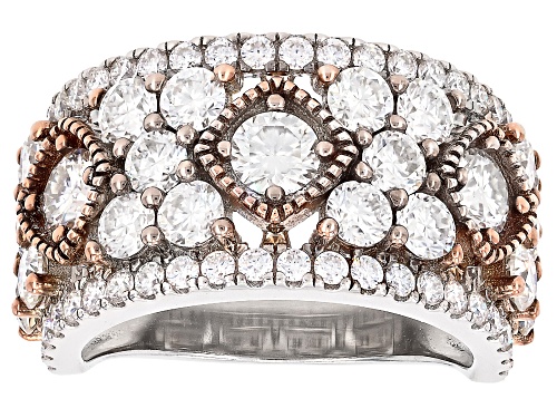 MOISSANITE FIRE® 3.57CTW DEW ROUND BRILLIANT PLATINEVE® AND 14K ROSE GOLD OVER PLATINEVE RING - Size 5