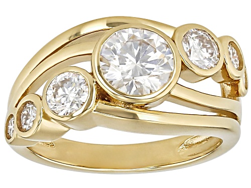 MOISSANITE FIRE® 1.78CTW DEW ROUND BRILLIANT 14K YELLOW GOLD OVER STERLING SILVER RING - Size 6