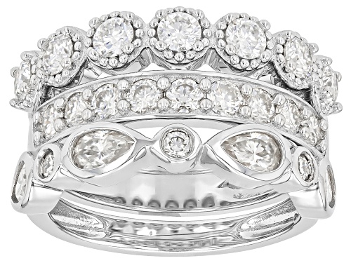 MOISSANITE FIRE® 2.37CTW DEW PLATINEVE® SET OF 3 STACKABLE BAND RINGS - Size 6