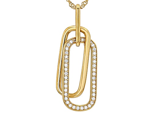 MOISSANITE FIRE® 0.48CTW DEW ROUND 14K YELLOW GOLD OVER SILVER PAPERCLIP PENDANT AND CHAIN
