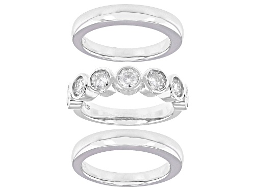 MOISSANITE FIRE® 1.61CTW DEW ROUND BRILLIANT PLATINEVE® SET OF 3 RINGS - Size 5