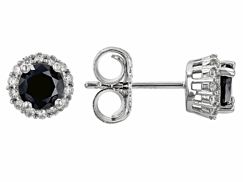 MOISSANITE FIRE® AND BLACK MOISSANITE 1.30CTW DEW ROUND BRILLIANT PLATINEVE® HALO EARRINGS
