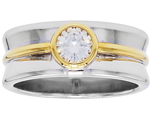 MOISSANITE FIRE® 0.50CT DEW ROUND BRILLIANT PLATINEVE® AND 14K YELLOW GOLD OVER PLATINEVE RING - Size 6