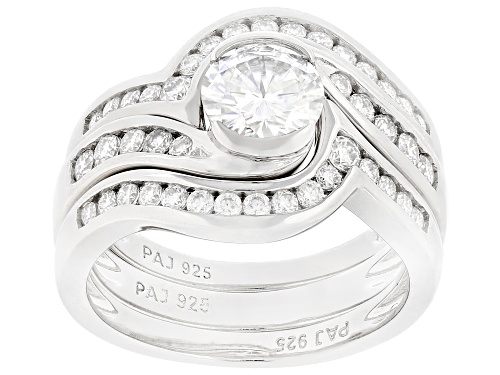 MOISSANITE FIRE® 1.94CTW DEW ROUND BRILLIANT PLATINEVE® RING WITH TWO BANDS - Size 9