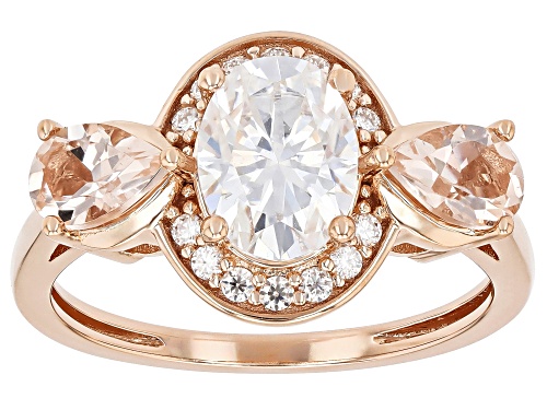 MOISSANITE FIRE® 1.64CTW DEW AND MORGANITE 14K ROSE GOLD OVER SILVER RING - Size 10