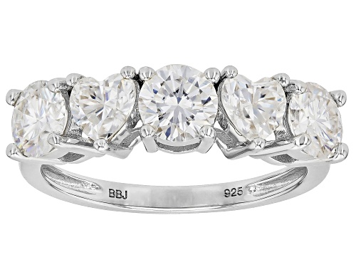 MOISSANITE FIRE® 2.18CTW DEW ROUND AND HEART SHAPE PLATINEVE® RING - Size 8