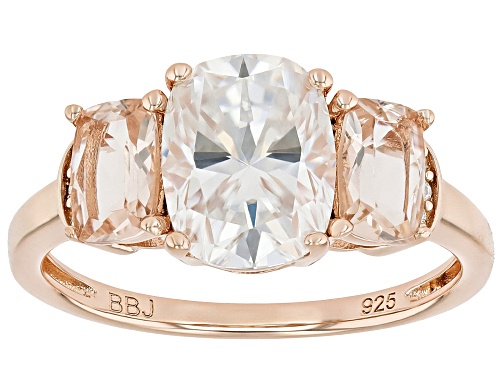 MOISSANITE FIRE® 2.00CTW DEW AND MORGANITE 14K ROSE GOLD OVER SILVER RING - Size 7