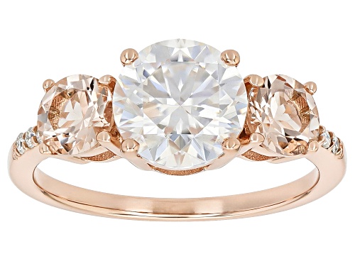 MOISSANITE FIRE® 1.98CTW DEW AND MORGANITE 14K ROSE GOLD OVER SILVER RING - Size 7