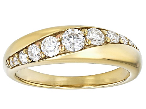 MOISSANITE FIRE® 0.60CTW DEW ROUND BRILLIANT 14K YELLOW GOLD OVER SILVER RING - Size 6