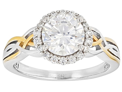 MOISSANITE FIRE® 1.68CTW DEW ROUND BRILLIANT PLATINEVE® TWO TONE RING - Size 9