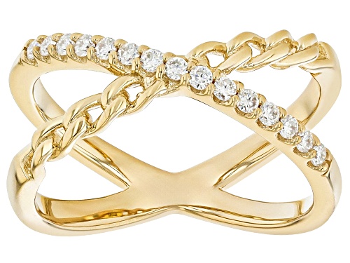 MOISSANITE FIRE® 0.30CTW DEW ROUND BRILLIANT 14K YELLOW GOLD OVER SILVER RING - Size 7