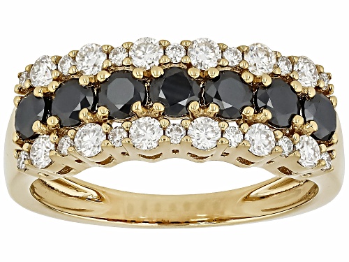 MOISSANITE FIRE® AND BLACK MOISSANITE 1.20CTW DEW 14K YELLOW GOLD OVER SILVER RING - Size 6