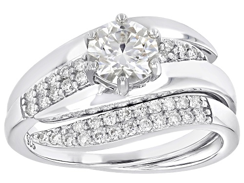 MOISSANITE FIRE® 1.16CTW DEW ROUND BRILLIANT PLATINEVE® RING AND BAND - Size 6