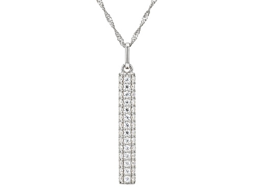 MOISSANITE FIRE® 1.34CTW DEW ROUND PLATINEVE® BAR PENDANT AND CHAIN