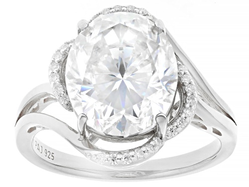 MOISSANITE FIRE® 6.06CTW DEW OVAL AND ROUND PLATINEVE® RING - Size 9