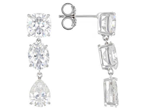 MOISSANITE FIRE® 8.60CTW DEW OVAL WITH PEAR AND SQUARE CUSHION CUT PLATINEVE® EARRINGS