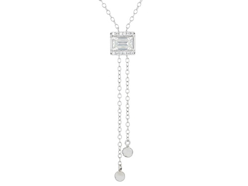 MOISSANITE FIRE® 0.70CTW DEW RECTANGLE AND ROUND PLATINEVE® NECKLACE - Size 18
