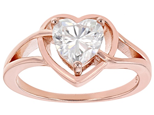 Photo of MOISSANITE FIRE(R) 1.20CT DEW HEART SHAPE 14K ROSE GOLD OVER STERLING SILVER RING - Size 11