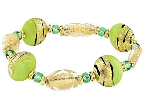 Il Murano di Francesca Green Murano Glass Stainless Steel Disc Stretch Bracelet