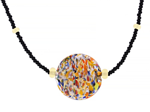 Il Murano di Francesca Murano Glass 18k Yellow Gold Over Sterling Silver "Carnevale Disc" Necklace - Size 18