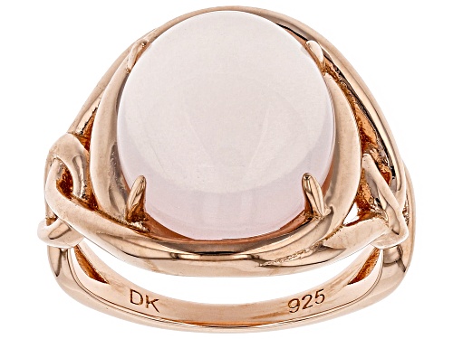 14x12mm Oval Rose Quartz 18k Gold Over Sterling Silver Solitaire Ring - Size 9
