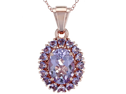 6.00ctw Oval & Heart Shape Lavender Amethyst 18k Rose Gold Over Silver Pendant With Chain