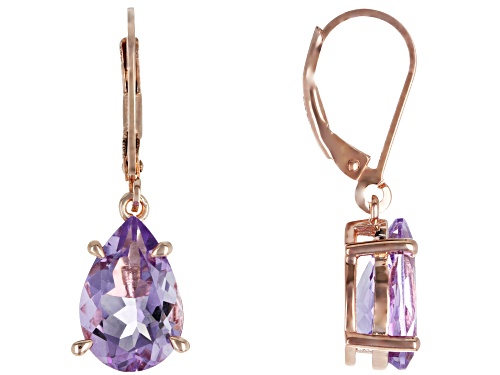 4.59CTW LAVENDER AMETHYST SOLITAIRE 18K ROSE GOLD OVER SILVER DANGLE EARRINGS