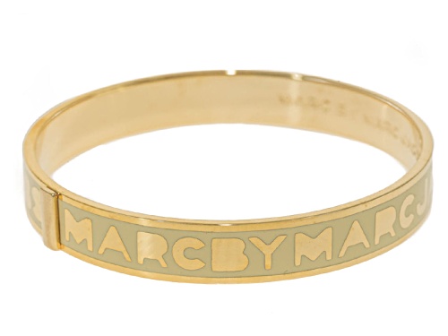 Photo of Marc By Marc Jacobs Gold And Cream Logo Bangle Bracelet - Size 7.75